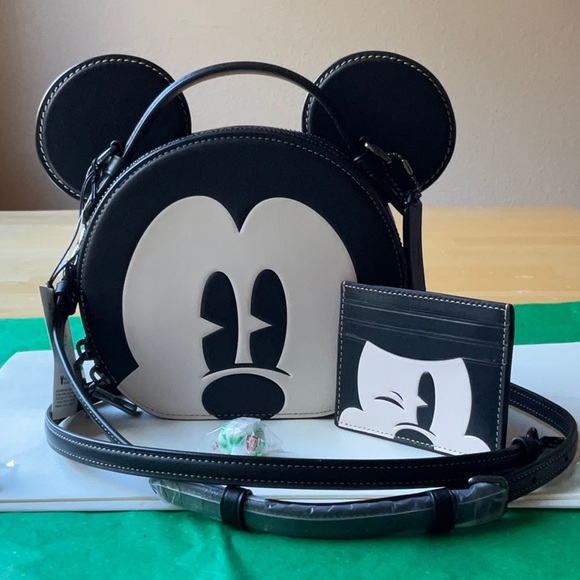 🐭 DISNEY X COACH MICKEY MOUSE EAR BAG & CARD CASE 🐭 NWT 🐭 - Picture 8 of 16